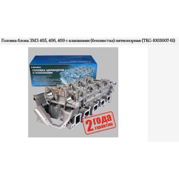 Головка блока (ГБЦ) ЗМЗ 405, 406, 409 с клапанами (бензин/газ) пятиопорная TANAKI
