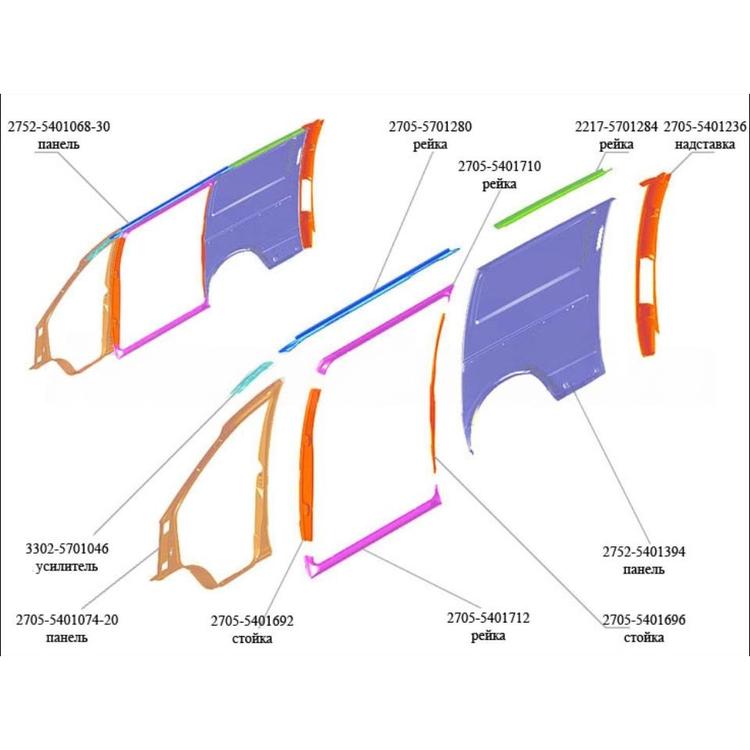 Панель боковины, крыло заднее, Газель 2217 (Соболь) правое, без окна (Оригинал)