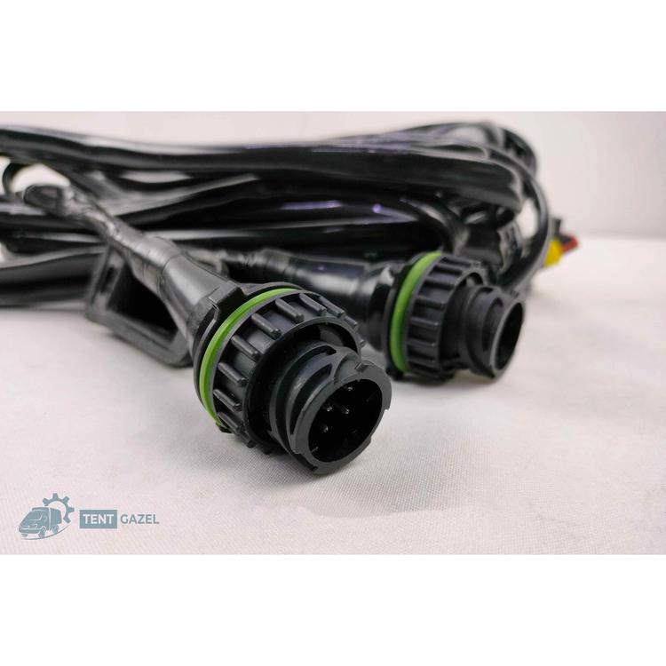 Проводка (жгут по раме) на задние фонари на Газель дв. 405 (удлиненная 4,2м) колодки Байонет (Евро) под узкие фонари, с подсв. номера в брус