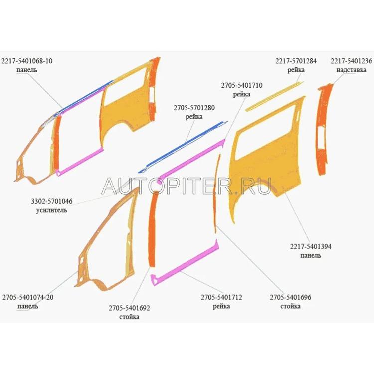 Надставка боковины на Газель 2217 (Соболь) наружная, задняя левая, в сборе под фонарь (Оригинал)