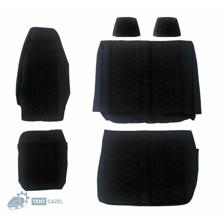 Чехлы на Газель 3302; Бизнес 3-х местный (жаккард) черные стеганый