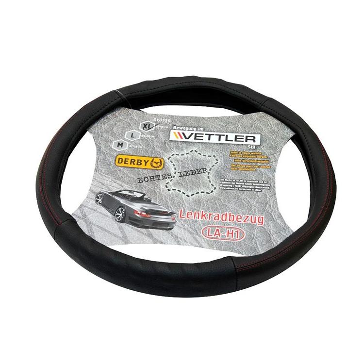 Оплётка руля каркасная для а/м Газель (XL 41-42 см) натур.кожа (черный) Vettler Derby VETTLER