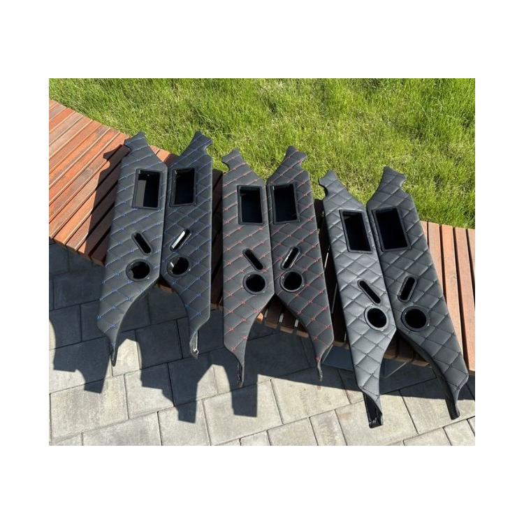 Подлокотники на Газель (на двери) экокожа, черные с красной строчкой, с подстаканником (компл.) "Широкие" фото 3